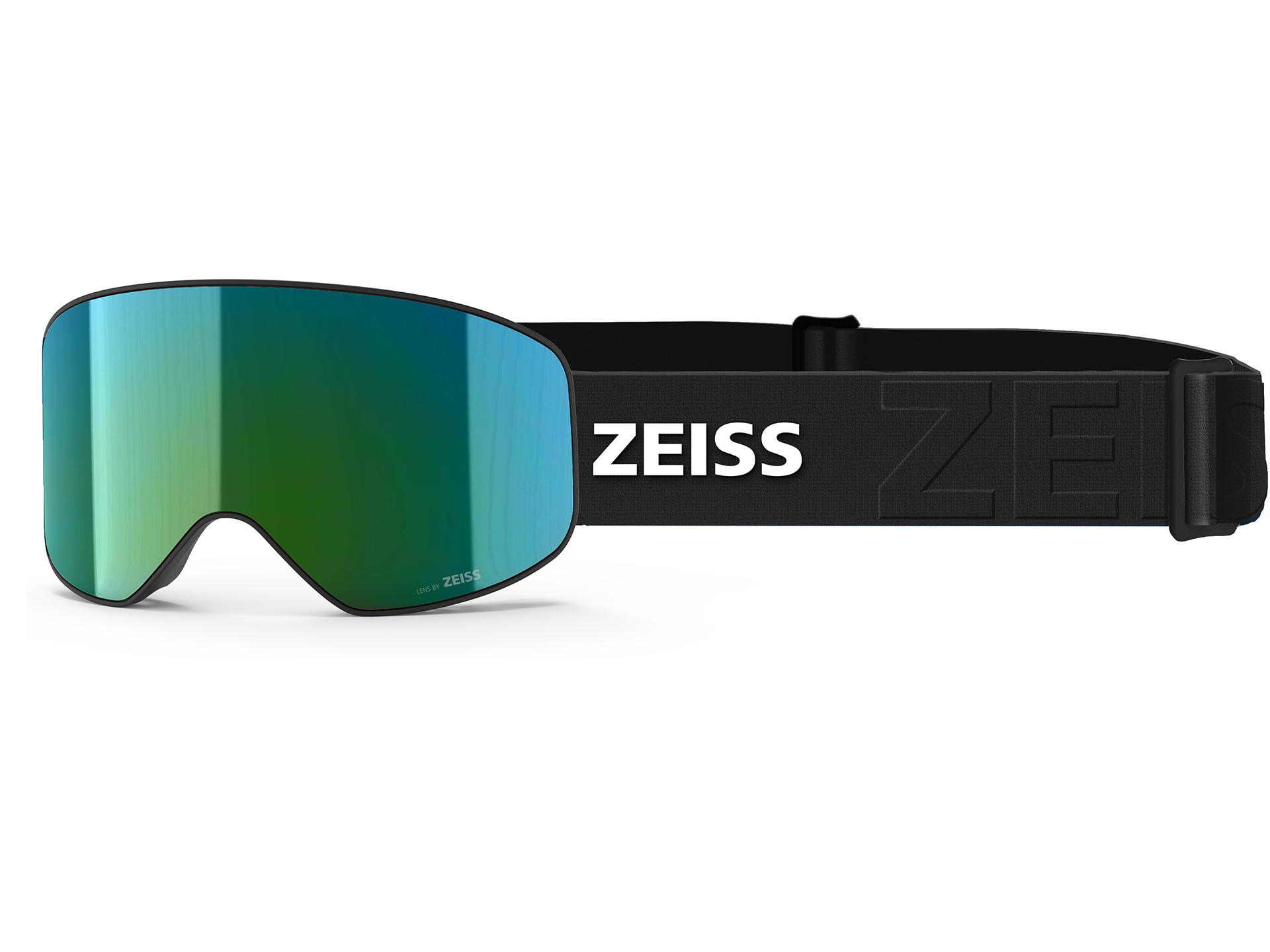 Turkuaz vizörlü ve siyah kayışlı ZEISS kar gözlüğü